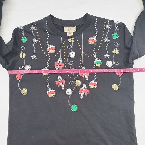 MCCC Sportswear Women's Black French Terry Holiday Graphic Sweatshirt Medium - Picture 10 of 11